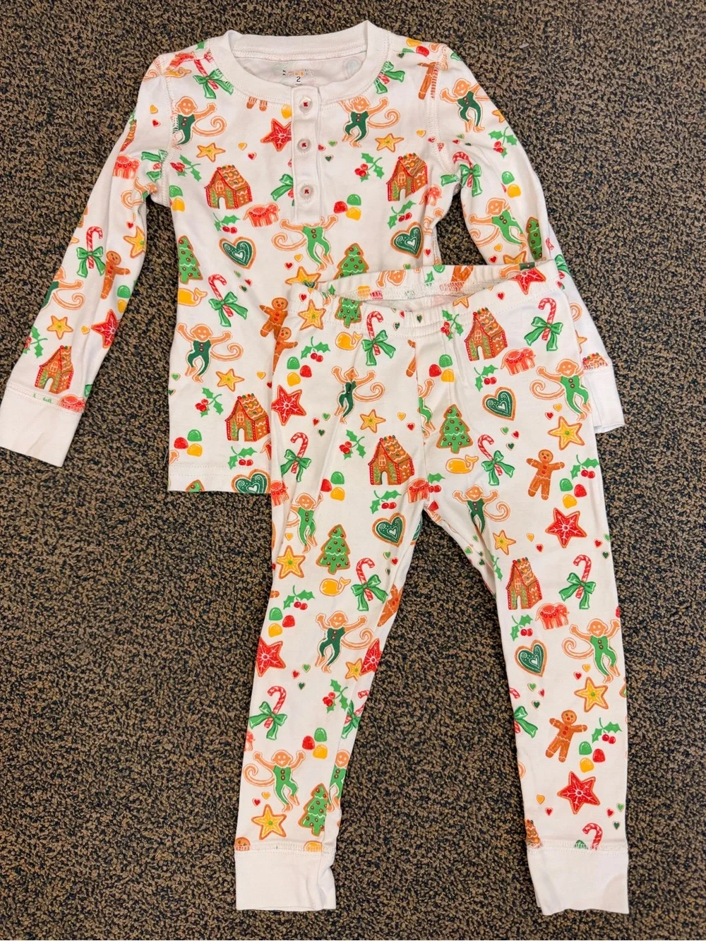 Kids roller rabbit Holiday Pajama Set - Gingerbread & Candy Print